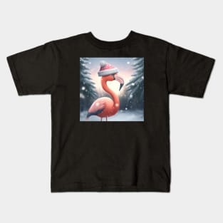 Cute Christmas Flamingo Kids T-Shirt